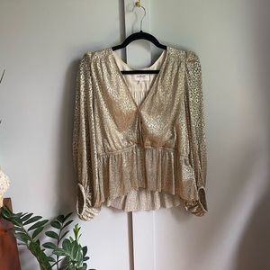 Gold sheer Ba&sh bell sleeve top!